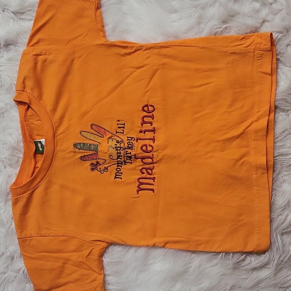 THANKSGIVING Girl's monogrammed shirt "Madeline" Mommy's lil turkey" size 4T - Picture 1 of 3